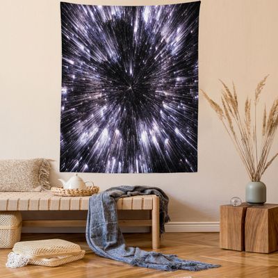 Ambesonne Galaxy Tapestry, Speed of Life Space Travel Galaxy Universe Science Fiction Future, Wall Hanging for Bedroom Living Room Dorm Decor, 60" X 80", Violet Black White