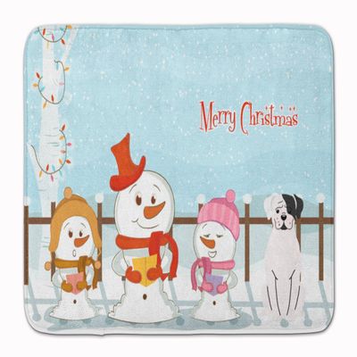 Caroline's Treasures BB2445RUG Merry Christmas Carolers White Boxer Cooper Machine Washable Memory Foam Mat, Bathroom Rug, Non-Slip Bath Mat, Durable Thick Washable Rugs for Kitchen, Bathroom Quick Dr