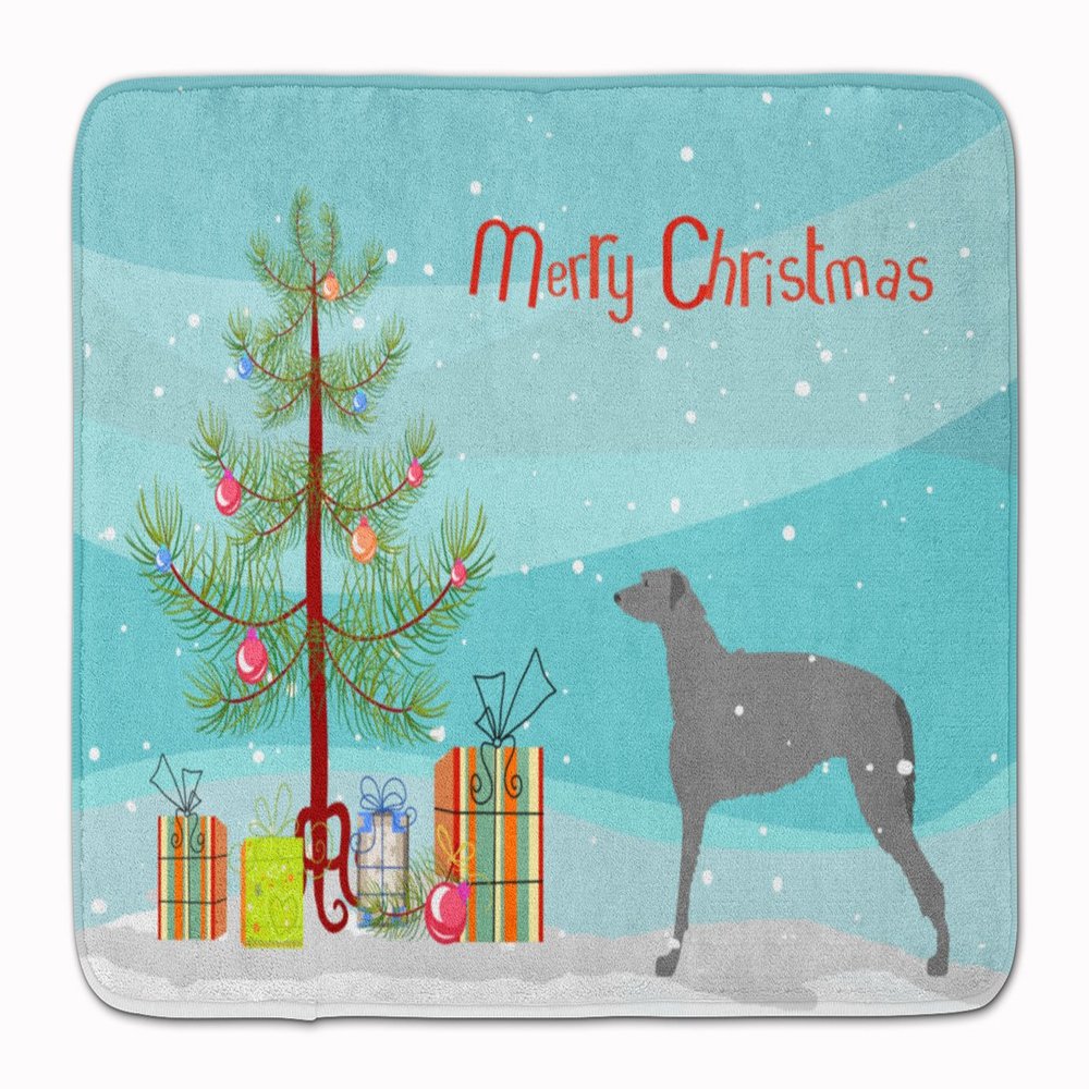 Caroline's Treasures Scottish Deerhound Merry Christmas Tree Floor Mat, 19" x 27", Multicolor