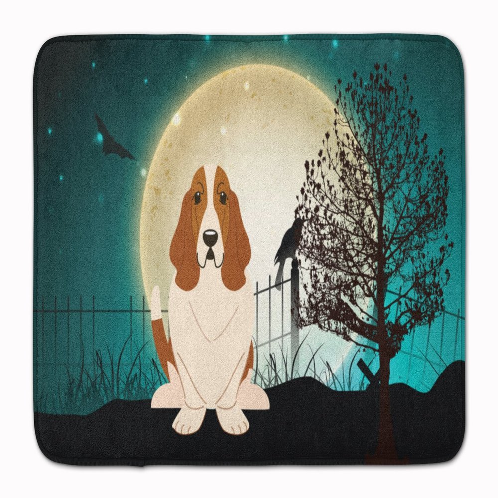 Caroline's Treasures BB2211RUG Halloween Scary Basset Hound Floor Mat, 19" x 27", Multicolor