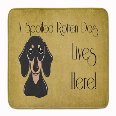 Caroline's Treasures BB1463RUG Smooth Black and Tan Dachshund Spoiled Dog Lives Here Machine Washable Memory Foam Mat, Bathroom Rug, Non-Slip Bath Mat, Durable Thick Washable Rugs for Kitchen, Bathroo