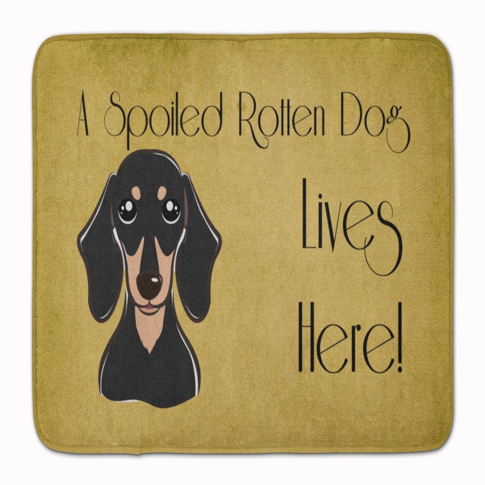 Caroline's Treasures BB1463RUG Smooth Black and Tan Dachshund Spoiled Dog Lives Here Machine Washable Memory Foam Mat, Bathroom Rug, Non-Slip Bath Mat, Durable Thick Washable Rugs for Kitchen, Bathroo