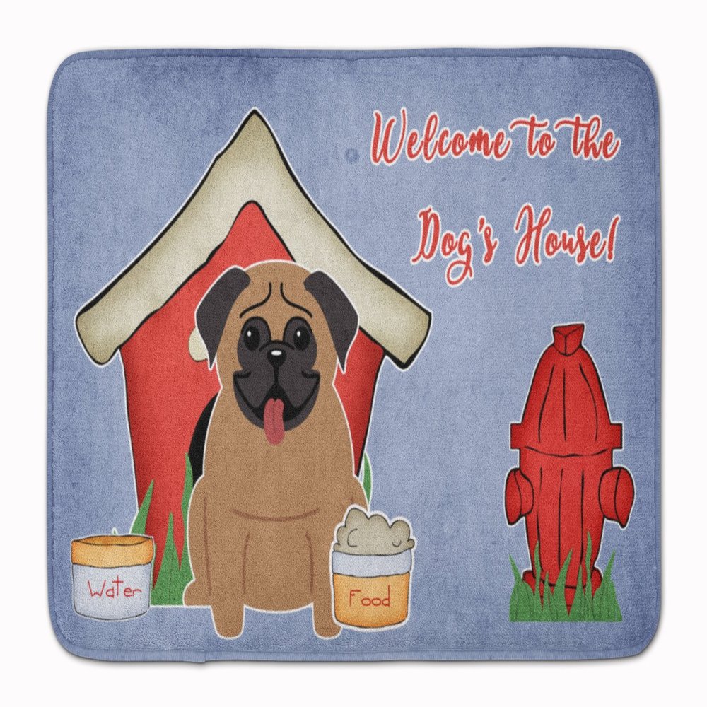 Caroline's Treasures BB2759RUG Dog House Collection Pug Brown Machine Washable Memory Foam Mat, Bathroom Rug, Non-Slip Bath Mat, Durable Thick Washable Rugs for Kitchen, Bathroom Quick Dry, Decorative