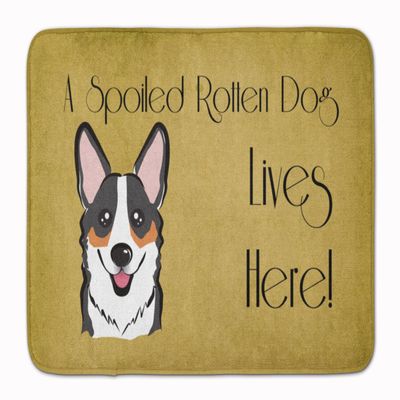 Caroline's Treasures BB1503RUG Tricolor Corgi Spoiled Dog Lives Here Floor Mat, 19" x 27", Multicolor