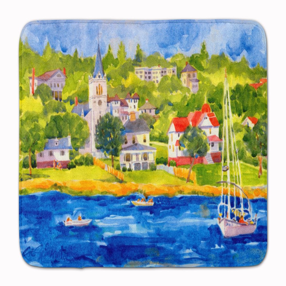 Caroline's Treasures 6031RUG Harbour Scene with Sailboat Machine Washable Memory Foam Mat, Bathroom Rug, Non-Slip Bath Mat, Durable Thick Washable Rugs for Kitchen, Bathroom Quick Dry, Decorative Artw