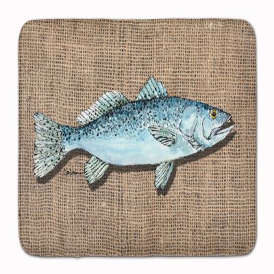 Caroline's Treasures 8737RUG Fish Speckled Trout Machine Washable Memory Foam Mat, Bathroom Rug, Non-Slip Bath Mat, Durable Thick Washable Rugs for Kitchen, Bathroom Quick Dry, Decorative Artwork,