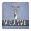 Caroline's Treasures BB1422RUG Italian Greyhound Welcome Machine Washable Memory Foam Mat, Blue, Bathroom Rug, Non-Slip Bath Mat, Durable Thick Washable Rugs for Kitchen, Bathroom Quick Dry, Decorativ view 1