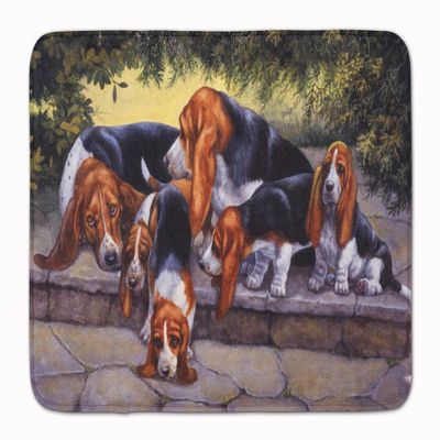 Caroline's Treasures BDBA0276RUG Basset Hound Puppies, Momma and Daddy Machine Washable Memory Foam Mat, Bathroom Rug, Non-Slip Bath Mat, Durable Thick Washable Rugs for Kitchen, Bathroom Quick Dry, D
