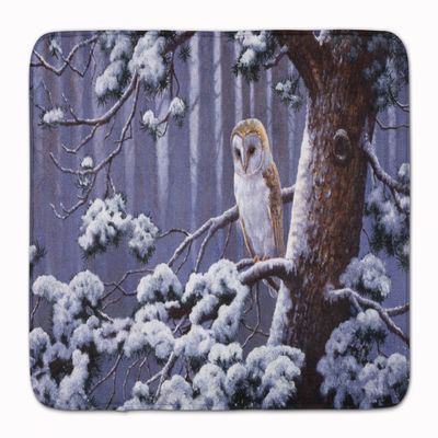 Caroline's Treasures BDBA0303RUG Owl on a Tree Branch in the Snow Machine Washable Memory Foam Mat, Bathroom Rug, Non-Slip Bath Mat, Durable Thick Washable Rugs for Kitchen, Bathroom Quick Dry, Decora