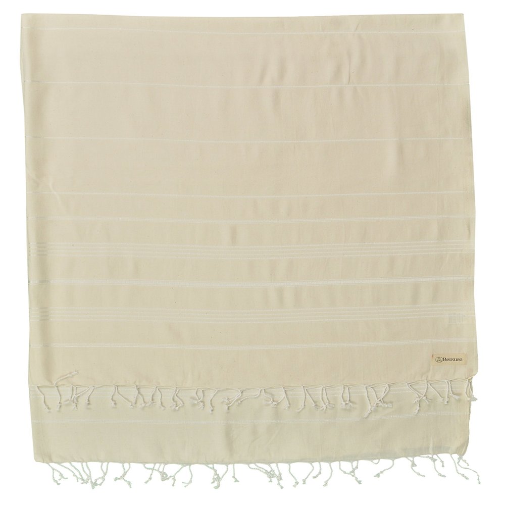 Bersuse Towels Anatolia XL Beach Blanket Throw Blanket Turkish Towel 100% Cotton Extra-Large Quick-Dry Lightweight Premium Peshtemal Towel - 61x82 Inches, Natural (Set of 3)