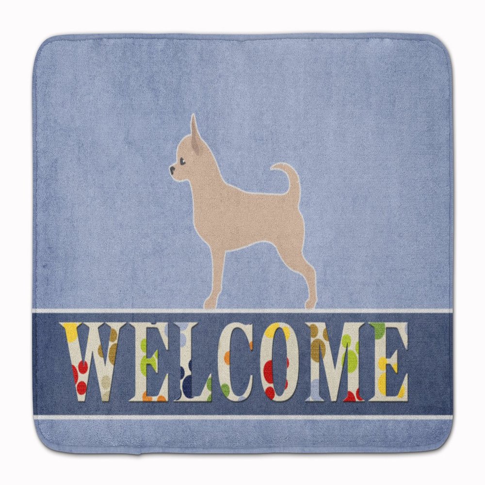 Caroline's Treasures BB5554RUG Chihuahua Welcome Machine Washable Memory Foam Mat, Bathroom Rug, Non-Slip Bath Mat, Durable Thick Washable Rugs for Kitchen, Bathroom Quick Dry, Decorative Artwork,