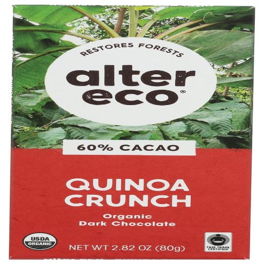 Alter Eco Americas Organic Chocolate Bar - Dark Quinoa - 2.82 oz Bars - Case of 12