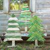 Kalalou CGU2236 Set of 3 Recycled Wood Trees with Stands, Green view 2