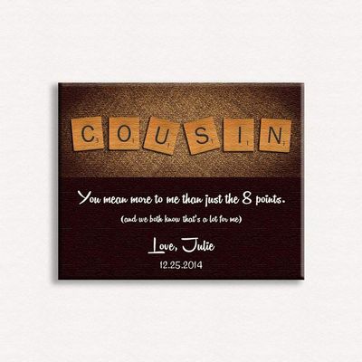 16X20 Custom Mounted Canvas Art Print Personalized Gift For Cousin Tile Letters Gift Thank You Birthday Just Because Gift Custom Wedding Art