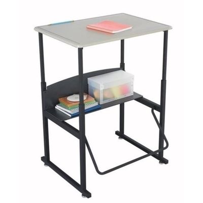 BOWERY HILL 20" x 28" Height Adjustable Student Desk with Shelf, Book Box, and Footrest, in Beige