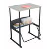 BOWERY HILL 20" x 28" Height Adjustable Student Desk with Shelf, Book Box, and Footrest, in Beige view 1