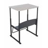 BOWERY HILL 20" x 28" Height Adjustable Student Desk with Shelf, Book Box, and Footrest, in Beige view 4