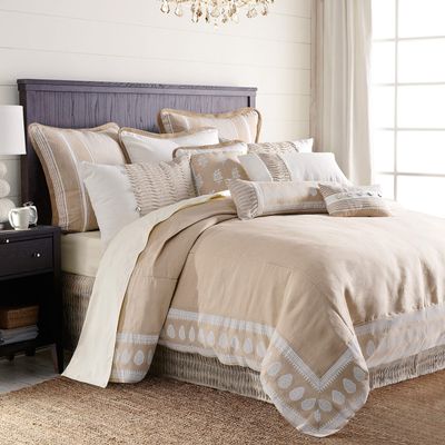 HiEnd Accents Newport 4 Piece Queen Duvet Cover Set, White Cream Bedding Set, Chic Casual Farmhouse Boho Romantic Bed Set, 1 Duvet Cover, 1 Bedskirt and 2 Pillowcases