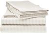 LaxLinen 100% Egyptian Cotton 4 PCs Bed Sheet Set (+24 Inch) Extra Deep Pocket Queen Bed Size, Ivory Stripe 600 Thread Count view 1