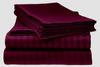 LaxLinen 100% Egyptian Cotton 4 PCs Bed Sheet Set (+24 Inch) Extra Deep Pocket California/King-Cal King, Wine Stripe 600 Thread Count view 1