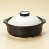 Banquet White Black No. 10 Pot, 13.6 x 12.0 x 7.0 inches (34.8 x 30.8 x 17.9 cm), 11.6 fl oz (3,285 g), Earthenware Pot, Can be Heated with Direct Fire, Restaurant, Stylish, Tableware, Commercial Use view 1