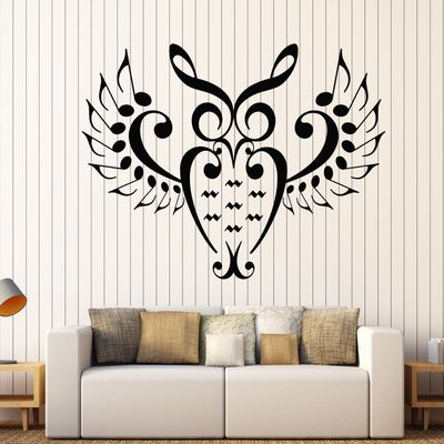 DesignToRefine Vinyl Wall Decal Music Lover Owl Bird Notes Singer Nursery Musician Teenager Stickers Large Decor (690ig) White