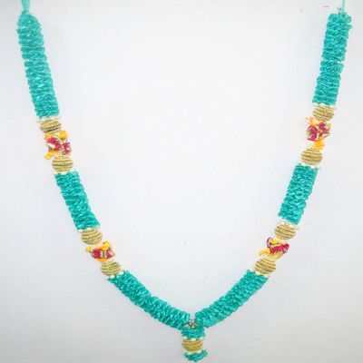 Light Green Designer Satin Ribbon Artificial Floral Garland Decorated with Motifs and Decorative Embellishments