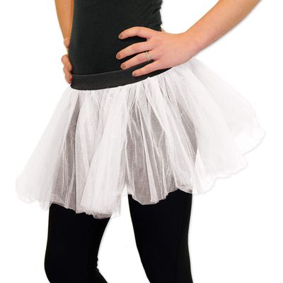 Beistle Tulle Tutu Skirt in White, 80s Themed Costume Accessory for Halloween, Birthday, School Dance, One Size Fits Most