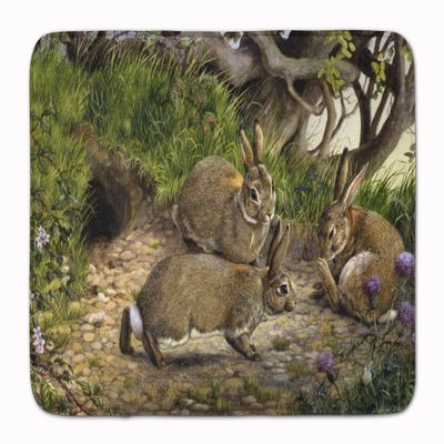 Caroline's Treasures BDBA0136RUG Rabbits and The Rabbit Hole Machine Washable Memory Foam Mat, Bathroom Rug, Non-Slip Bath Mat, Durable Thick Washable Rugs for Kitchen, Bathroom Quick Dry, Decorative