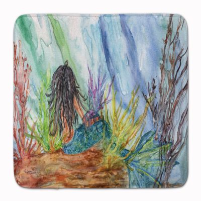 Caroline's Treasures 8974RUG Black Haired Mermaid Water Fantasy Machine Washable Memory Foam Mat, Bathroom Rug, Non-Slip Bath Mat, Durable Thick Washable Rugs for Kitchen, Bathroom Quick Dry, Decorati