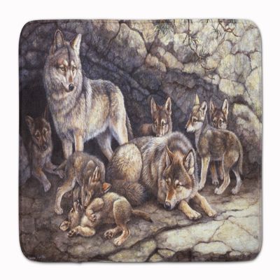 Caroline's Treasures BDBA0157RUG Wolf Wolves by the Den Machine Washable Memory Foam Mat, Bathroom Rug, Non-Slip Bath Mat, Durable Thick Washable Rugs for Kitchen, Bathroom Quick Dry, Decorative Artwo