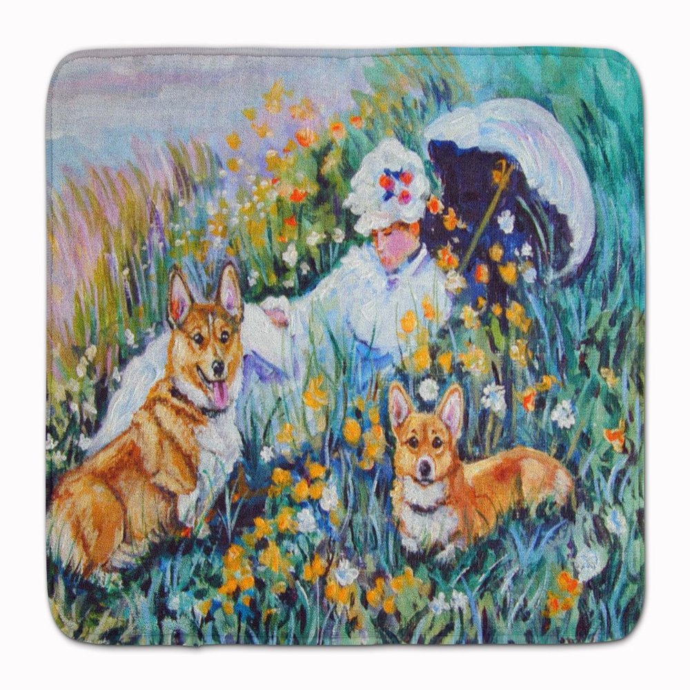 Caroline's Treasures 7324RUG Corgi Classics Machine Washable Memory Foam Mat, Bathroom Rug, Non-Slip Bath Mat, Durable Thick Washable Rugs for Kitchen, Bathroom Quick Dry, Decorative Artwork,