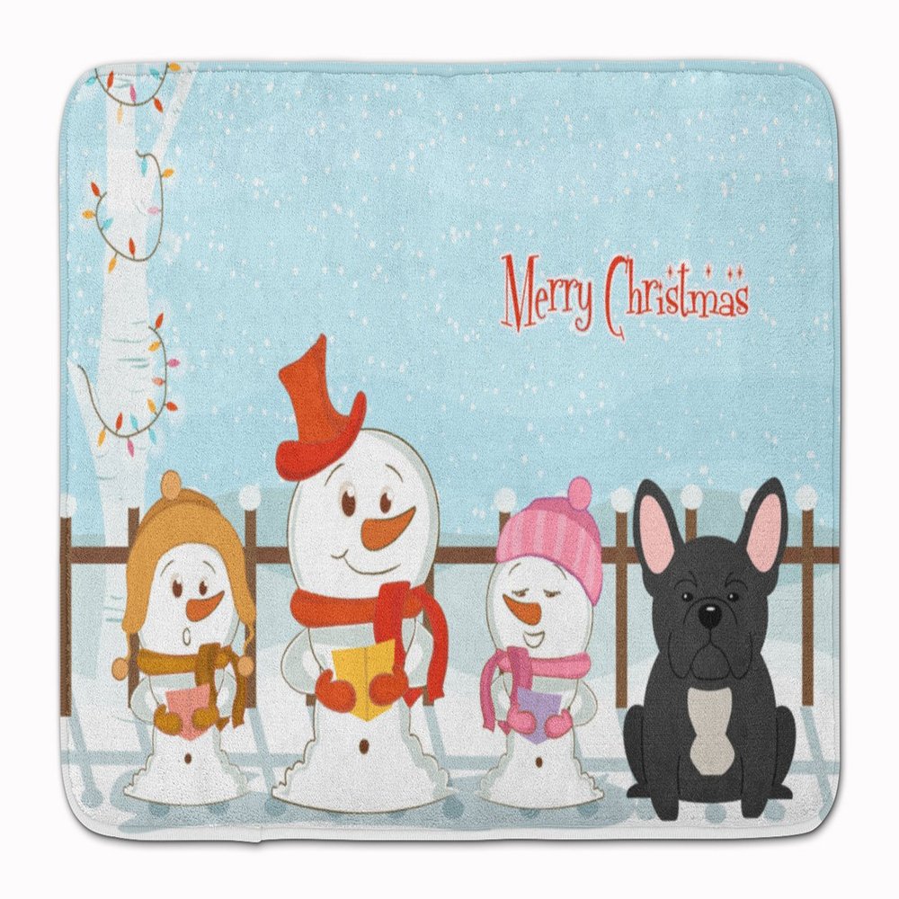 Caroline's Treasures BB2345RUG Merry Christmas French Bulldog Black Floor Mat, 19" x 27", Multicolor