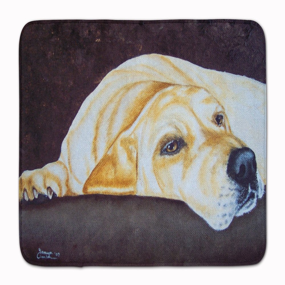Caroline's Treasures AMB1072RUG Naptime Yellow Labrador Machine Washable Memory Foam Mat, Bathroom Rug, Non-Slip Bath Mat, Durable Thick Washable Rugs for Kitchen, Bathroom Quick Dry, Decorative Artwo