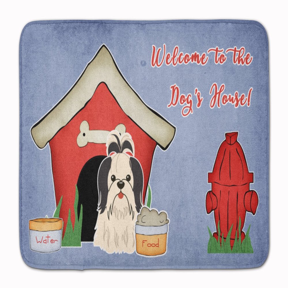 Caroline's Treasures BB2842RUG Dog House Collection Shih Tzu Black White Machine Washable Memory Foam Mat, Bathroom Rug, Non-Slip Bath Mat, Durable Thick Washable Rugs for Kitchen, Bathroom Quick Dry,