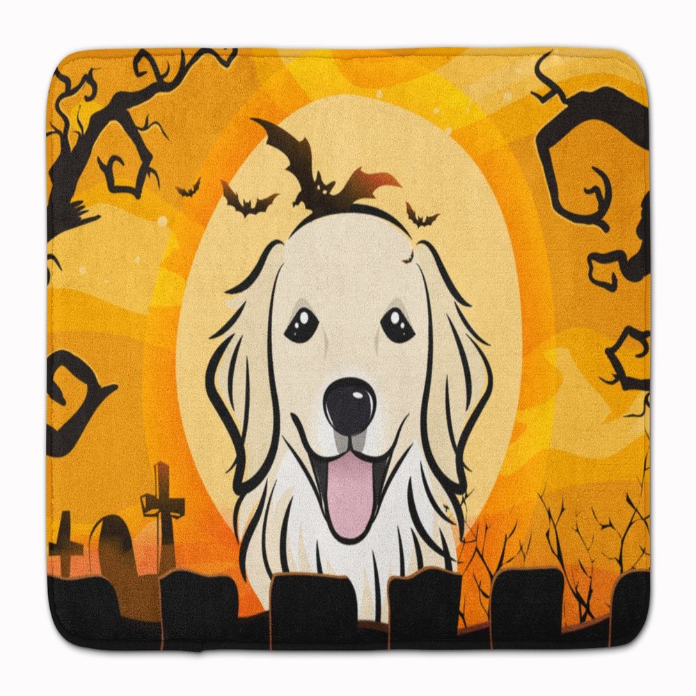 Caroline's Treasures BB1763RUG Halloween Golden Retriever Machine Washable Memory Foam Mat, Bathroom Rug, Non-Slip Bath Mat, Durable Thick Washable Rugs for Kitchen, Bathroom Quick Dry, Decorative Art