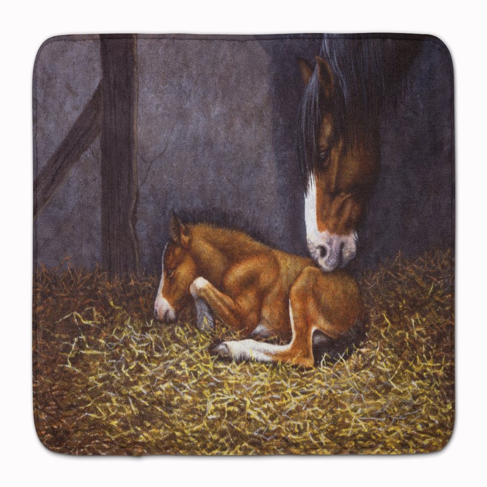 Caroline's Treasures BDBA0207RUG Horse and Her Foal Machine Washable Memory Foam Mat, Bathroom Rug, Non-Slip Bath Mat, Durable Thick Washable Rugs for Kitchen, Bathroom Quick Dry, Decorative Artwork,