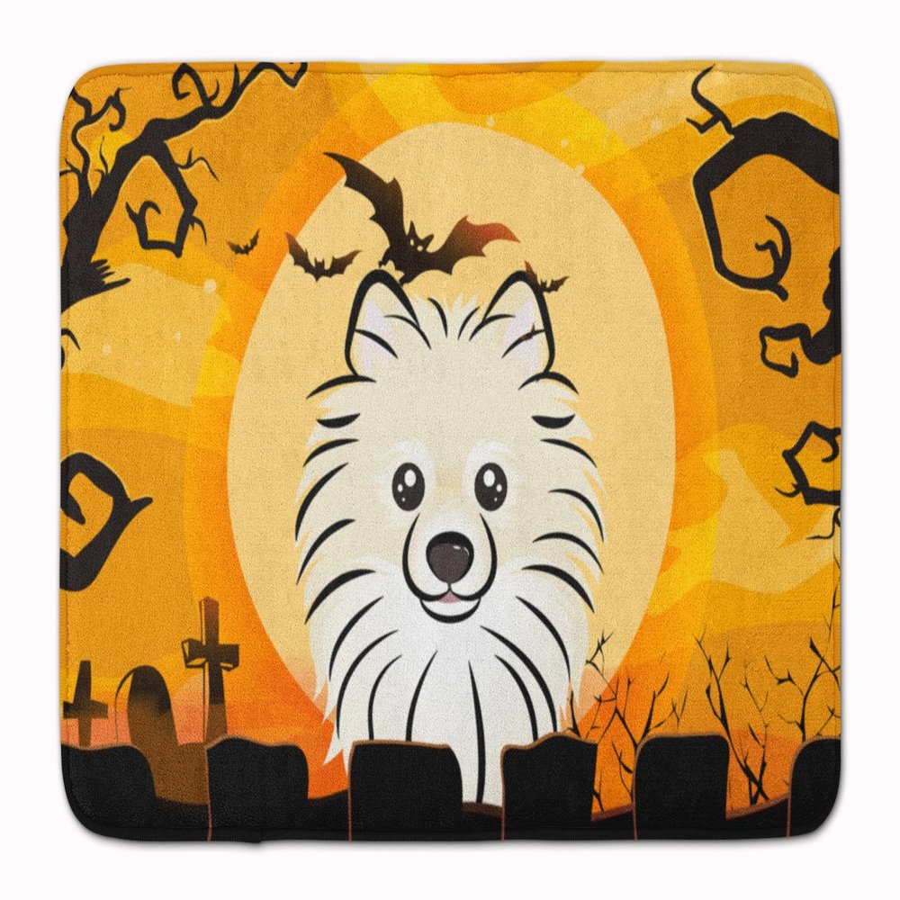 Caroline's Treasures BB1765RUG Halloween Pomeranian Machine Washable Memory Foam Mat, Bathroom Rug, Non-Slip Bath Mat, Durable Thick Washable Rugs for Kitchen, Bathroom Quick Dry, Decorative Artwork,