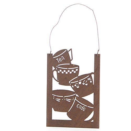 Factory Direct Craft Rusty Tin Coffee and Tea Cup Decorative Hanging Decor for Kitchen Embellishing, Gifting and Displaying