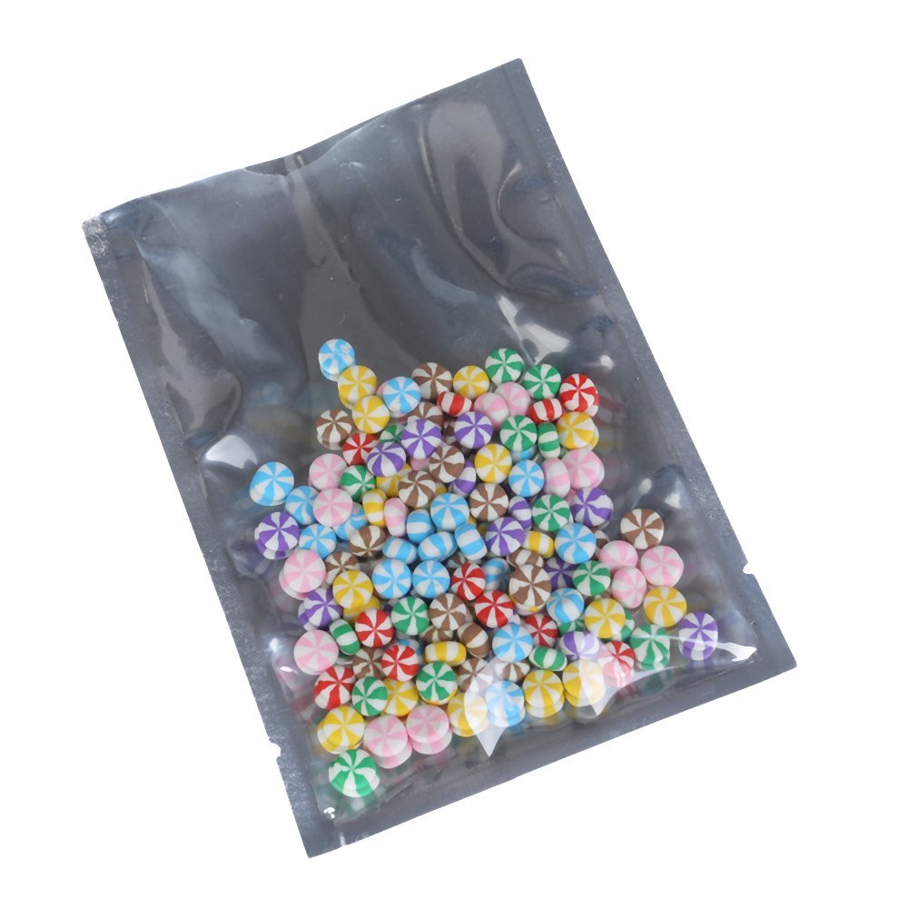 100PCS Clear/Silver/Silver Mylar Open Top Bags 10x15cm (3.9x5.9")