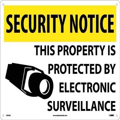 National Marker SN18AC Security Notice Electronic Surveillance Sign