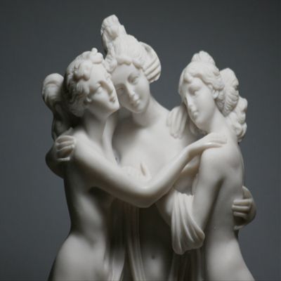 3 Graces Cast Marble Statue Sculpture Handmade 9.84 inches