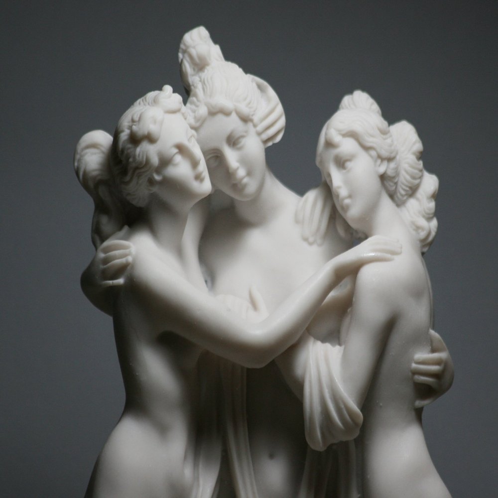 3 Graces Cast Marble Statue Sculpture Handmade 9.84 inches