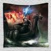 Ambesonne Dragon Tapestry, Imaginary Wrath of Vikings Royal Boat Animal Head Storm Rays, Wide Wall Hanging for Bedroom Living Room Dorm, 60" X 40", Charcoal Grey Red view 1