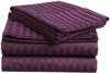 LaxLinen 100% Egyptian Cotton 4 PCs Bed Sheet Set (+24 Inch) Extra Deep Pocket Queen Sofa, Wine Stripe 600 Thread Count view 2