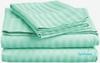 LaxLinen 100% Egyptian Cotton 4 PCs Bed Sheet Set (+24 Inch) Extra Deep Pocket King/Standard, Aqua Blue Stripe 600 Thread Count view 2