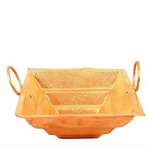 East West USA Store Copper Havan Kund/Agnihotra With Stand & Copper Spoon (Hawankund(8"x8") Length-8",Width-8")