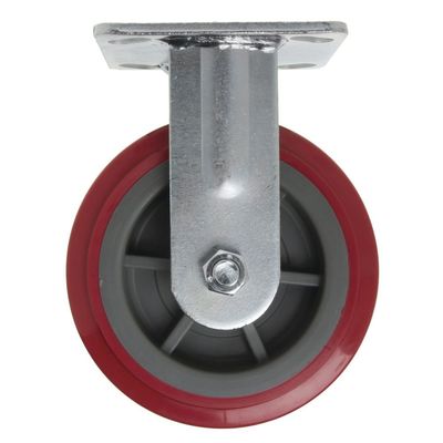 HUBERT Rigid Plate Caster Red Polyurethane - 6" Dia
