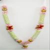 Crafts of India Pink and White Large Satin Ribbon Artificial Floral Garland Decorated with Heavy Motifs and Decorative Embellishments view 1