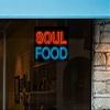 Soul Food Neon Sign - Large Size - 24" wide x 18" high - Real, Quality Hand Bent Neon Sign - Red & Blue Neon Letters view 2